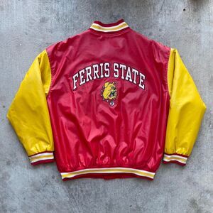 Ferris State Bulldogs Varsity Jacket – Red & Yellow Satin (L)